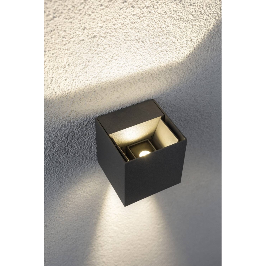 Paulmann 18000 - 2xLED/3W IP65 Iluminação de parede exterior CYBO 230V cinzenta