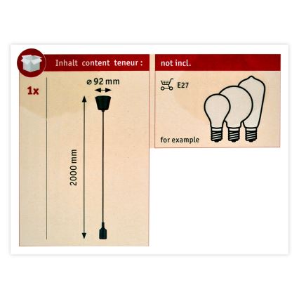 Paulmann 50346 - Cabo de carregamento NEORDIC 1xE27/20W/230V IP44