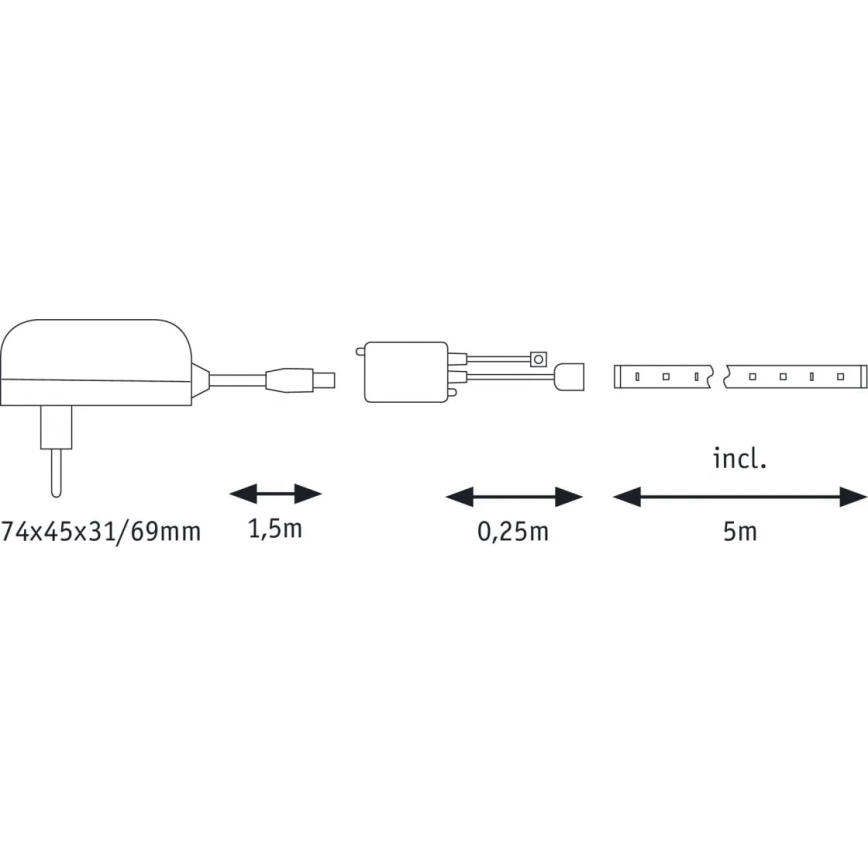 Paulmann 70480 - LED RGBW/16,5W Tira com regulação DIGITAL 5 m 230V + comando