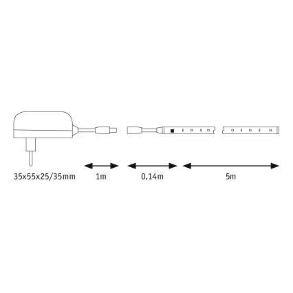 Paulmann 70513 - Tira com regulação LED RGB/10W SIMPLED 5m 230V + CR