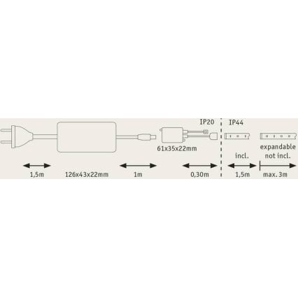 Paulmann 70623 - LED/10W IP44 Fita para casa de banho regulável MAXLED 1,5 m 2700-6500K 230V + comando