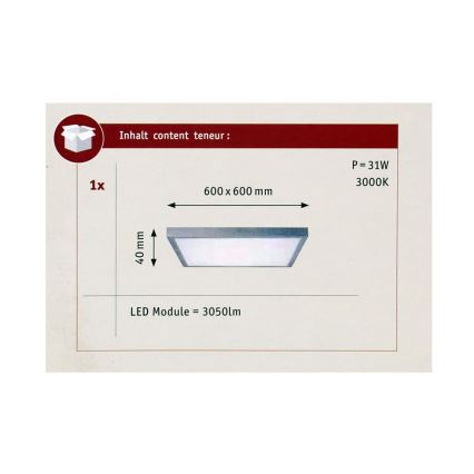 Paulmann 70652 - LED/30W Luz de teto LUNAR 230V