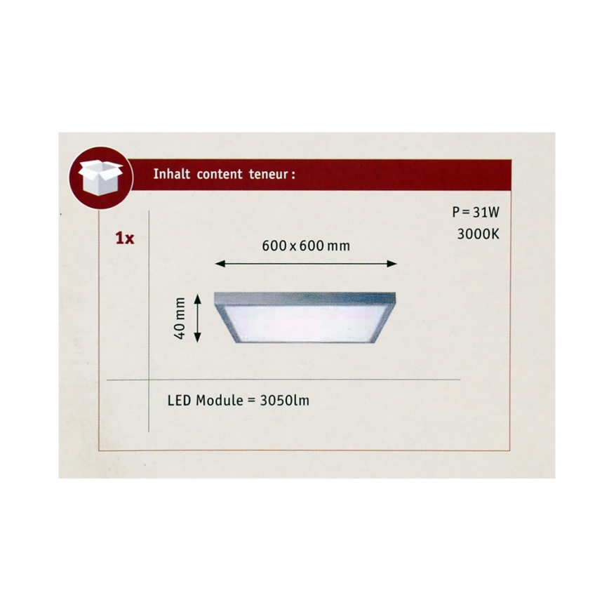 Paulmann 70652 - LED/30W Luz de teto LUNAR 230V