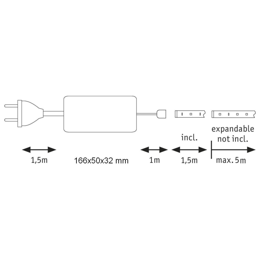 Paulmann 70672 - LED/18W IP44 Fita para casa de banho regulável MAXLED 1,5 m 2700K 230V