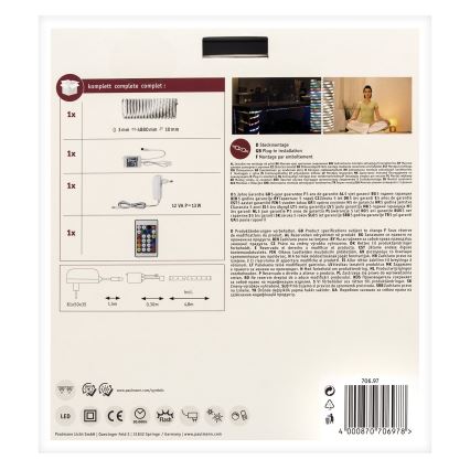 Paulmann 70697 - LED RGBW/10,5W Tira com regulação DIGITAL 4,8m 230V + controlo remoto