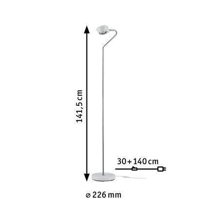 Paulmann 70920 - LED/7,5W Candeeiro de pé regulável RAMOS 230V branco/cromado brilhante