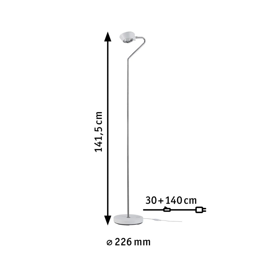 Paulmann 70920 - LED/7,5W Candeeiro de pé regulável RAMOS 230V branco/cromado brilhante