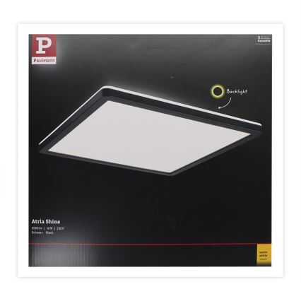 Paulmann 71001 - LED/16W Painel integrado ATRIA 230V 3000K 29,3x29,3 cm preto
