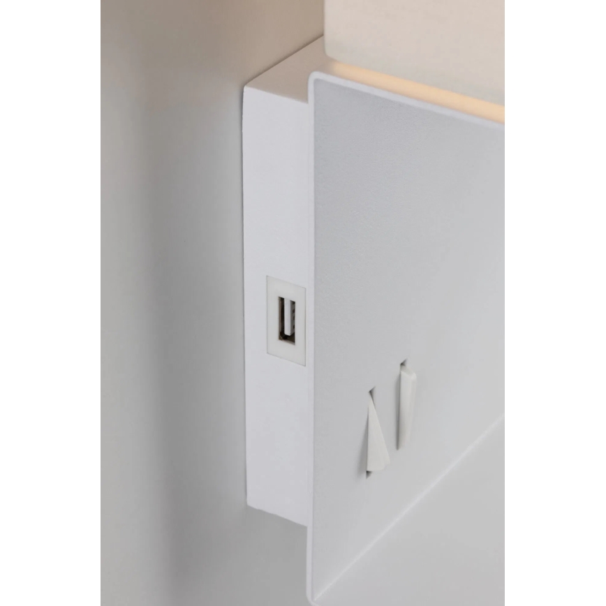 Paulmann 78913 - LED/2,5W + 1xE27/40W Aplique de parede com prateleira e porta USB MERANI 230V branco