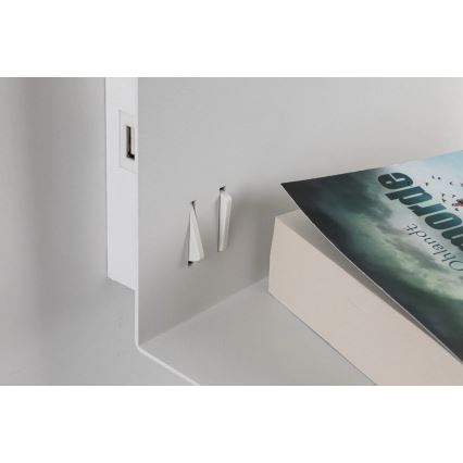 Paulmann 78913 - LED/2,5W + 1xE27/40W Aplique de parede com prateleira e porta USB MERANI 230V branco