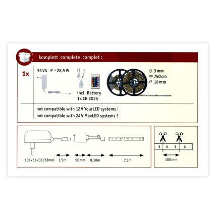 Paulmann 78979 - Tira com regulação LED RGB/26W SIMPLED 7,5m 230V + CR