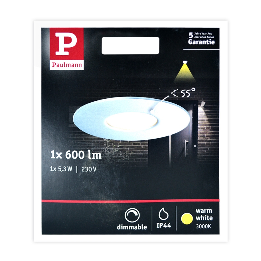 Paulmann 79668 - LED/5,3W IP44 Iluminação embutida de casa de banho com regulação HOUSE 230V