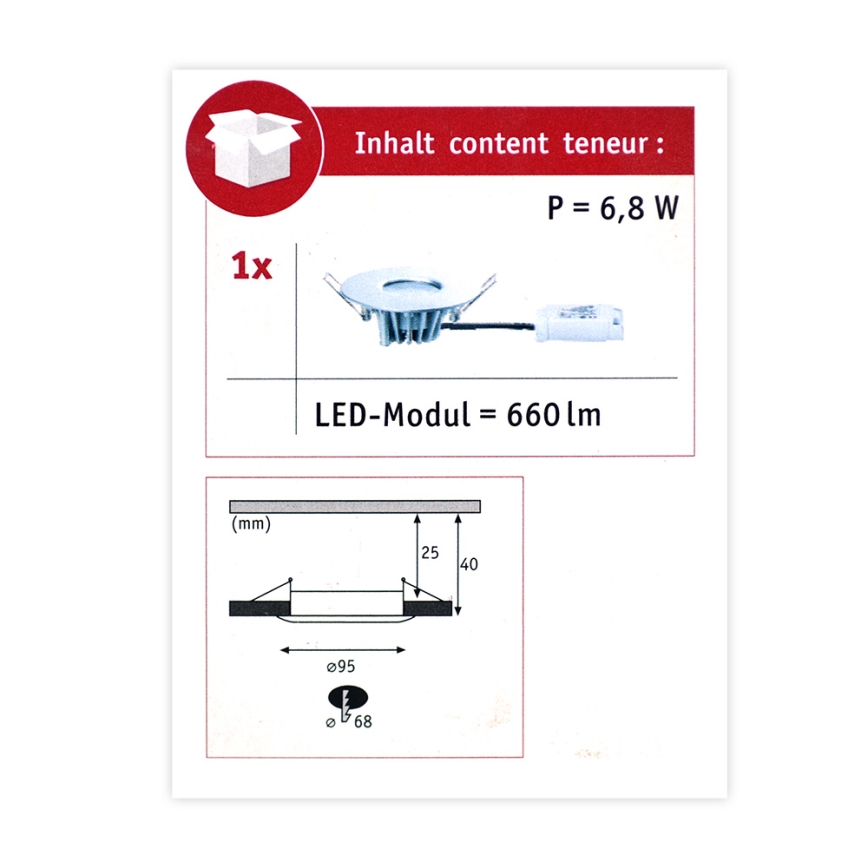 Paulmann 79669 - LED/6,8W IP44 Luz encastrada de casa de banho HOUSE 230V