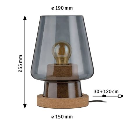 Paulmann 79736 - 1xE27/20W Candeeiro de mesa IBEN 230V fumê