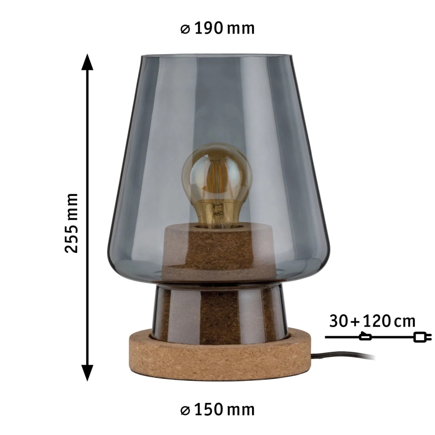 Paulmann 79736 - 1xE27/20W Candeeiro de mesa IBEN 230V fumê