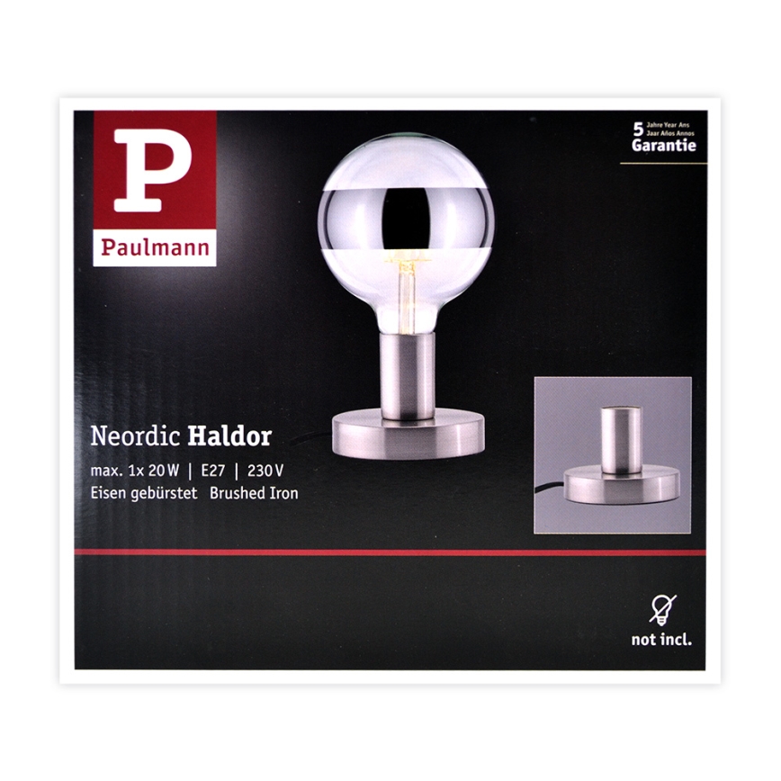 Paulmann 79759 - Lâmpada de mesa HALDOR 1xE27/20W/230V