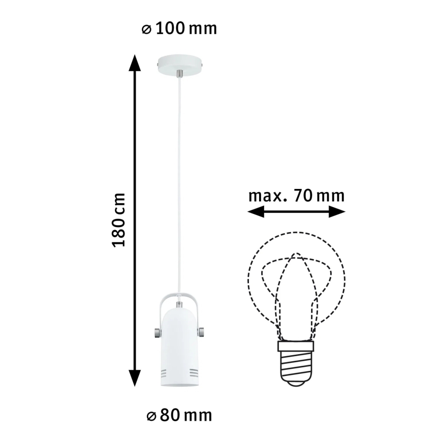 Paulmann 79767 - LED RGBW 1xE27/9W Lustre suspenso com cabo LAVEA 230V branco