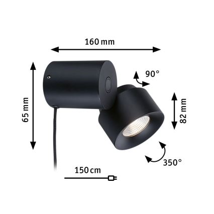 Paulmann 79776 - LED/3W Iluminação de parede com regulação 2em1 PURIC PANE 230V
