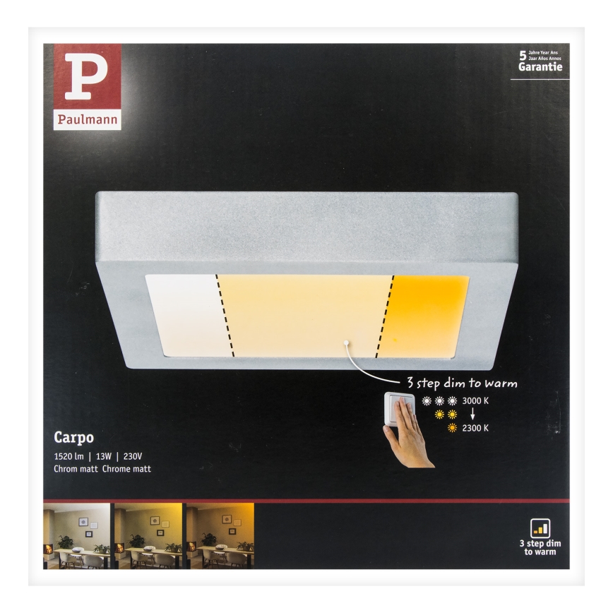 Paulmann 79794 - LED/13W Iluminação de teto CARPO 230V 2300/2500/3000K