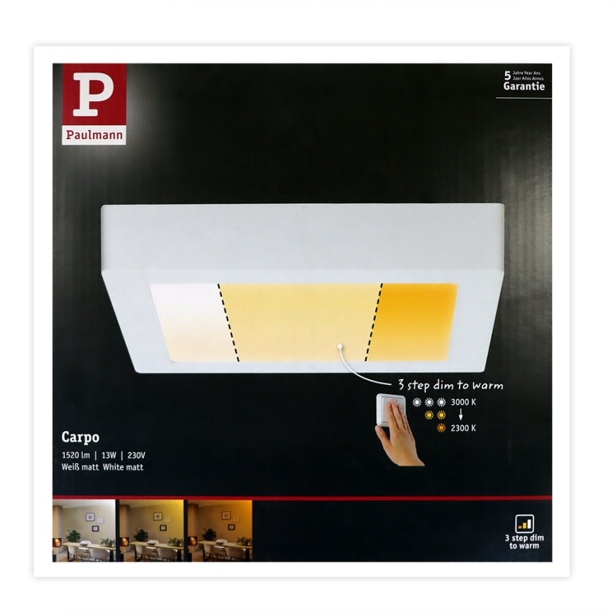 Paulmann 79796 - LED/13W Iluminação de teto CARPO 230V 2300-3000K