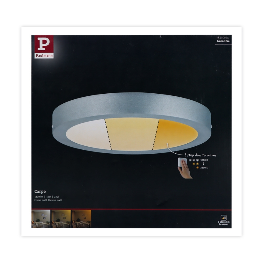 Paulmann 79798 - LED/16W Iluminação de teto CARPO 230V 2300/2500/3000K