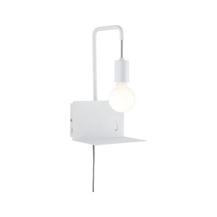 Paulmann 79812 - 1xE27/40W Aplique de parede com prateleira e porta USB CALVANI 230V branco