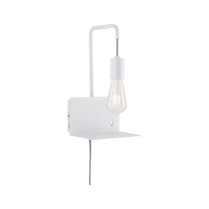 Paulmann 79812 - 1xE27/40W Aplique de parede com prateleira e porta USB CALVANI 230V branco