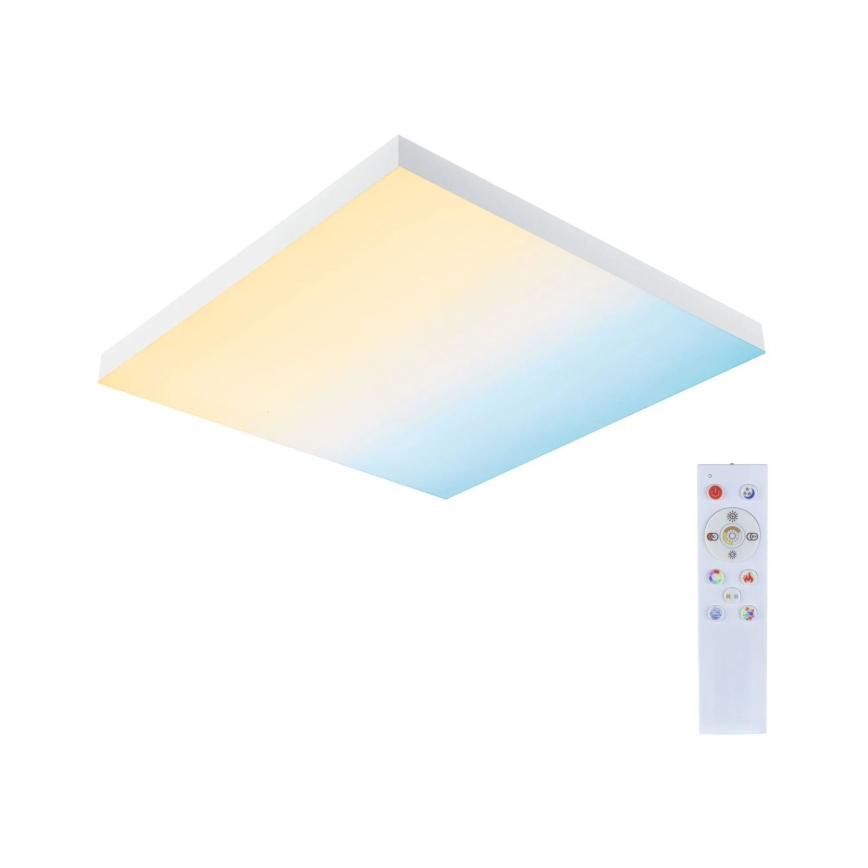 Paulmann 79910 - Candeeiro de tecto LED/31W RGBW dimerizável LORIA 230V 3000-6500K 59,5x59,5 cm branco + controlo remoto