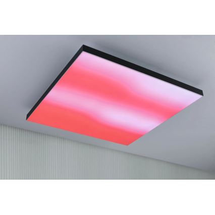 Paulmann 79913 - LED/31W RGBW Candeeiro de teto dimerizável LORIA 230V 3000-6500K 59,5x59,5 cm preto + comando remoto