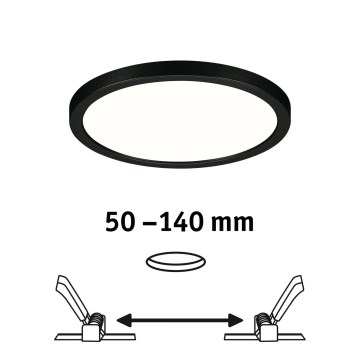 Paulmann 79965 - Candeeiro LED de teto encastrado para casa de banho AREO, 13W, IP44, regulável, 230V, Ø 17,5 cm, preto