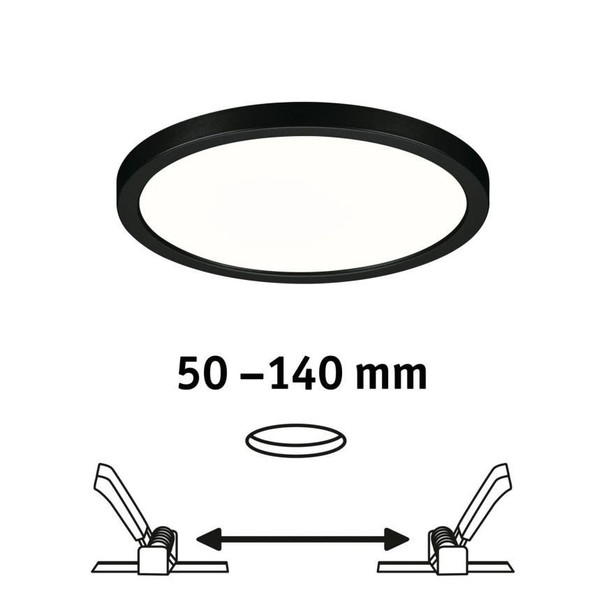Paulmann 79965 - Candeeiro LED de teto encastrado para casa de banho AREO, 13W, IP44, regulável, 230V, Ø 17,5 cm, preto