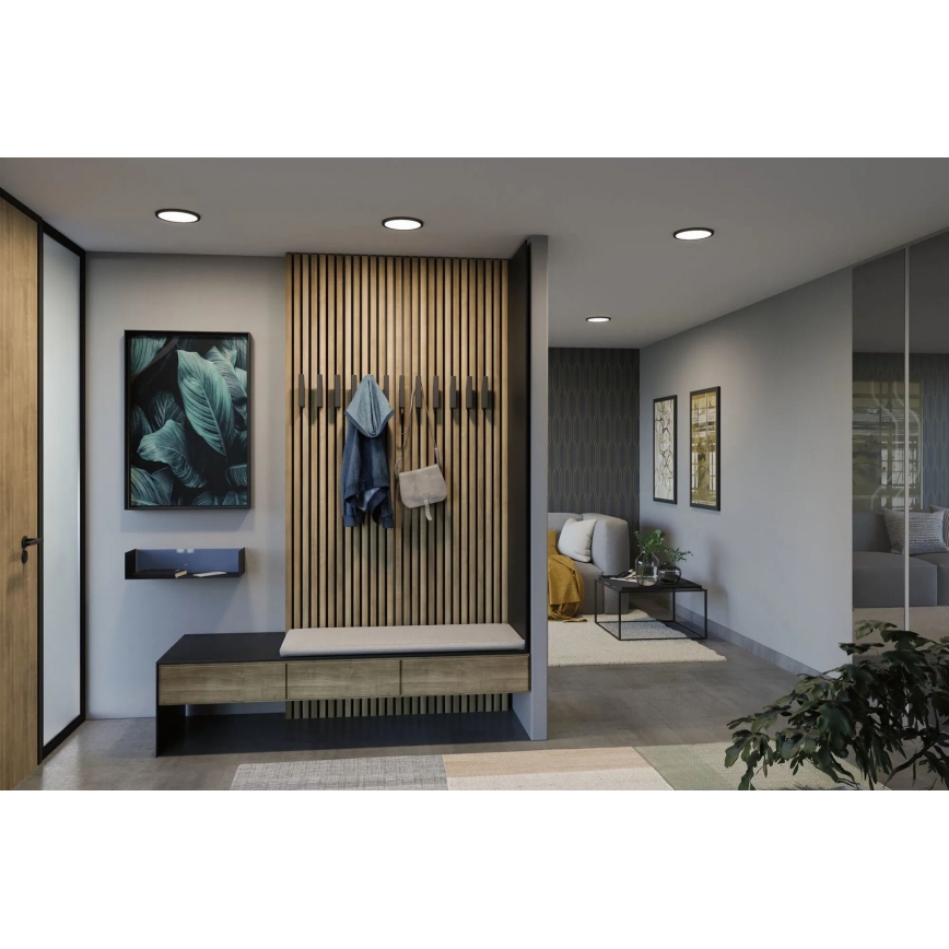 Paulmann 79965 - Candeeiro LED de teto encastrado para casa de banho AREO, 13W, IP44, regulável, 230V, Ø 17,5 cm, preto