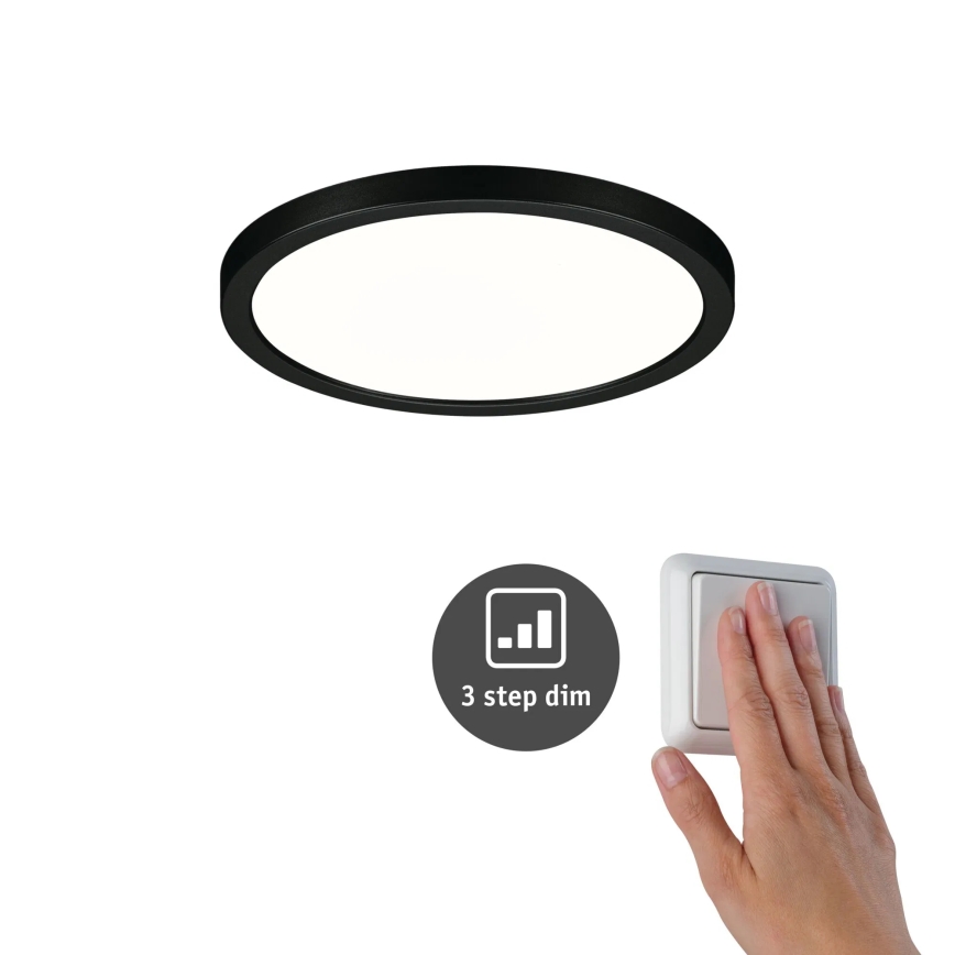 Paulmann 79965 - Candeeiro LED de teto encastrado para casa de banho AREO, 13W, IP44, regulável, 230V, Ø 17,5 cm, preto
