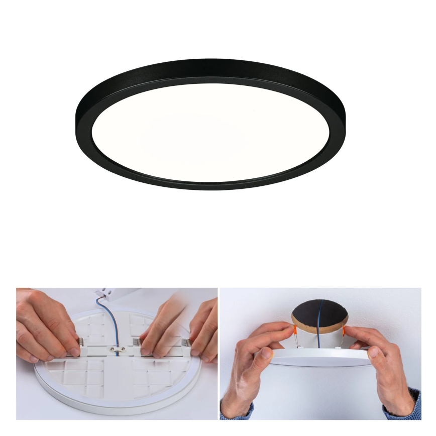 Paulmann 79965 - Candeeiro LED de teto encastrado para casa de banho AREO, 13W, IP44, regulável, 230V, Ø 17,5 cm, preto