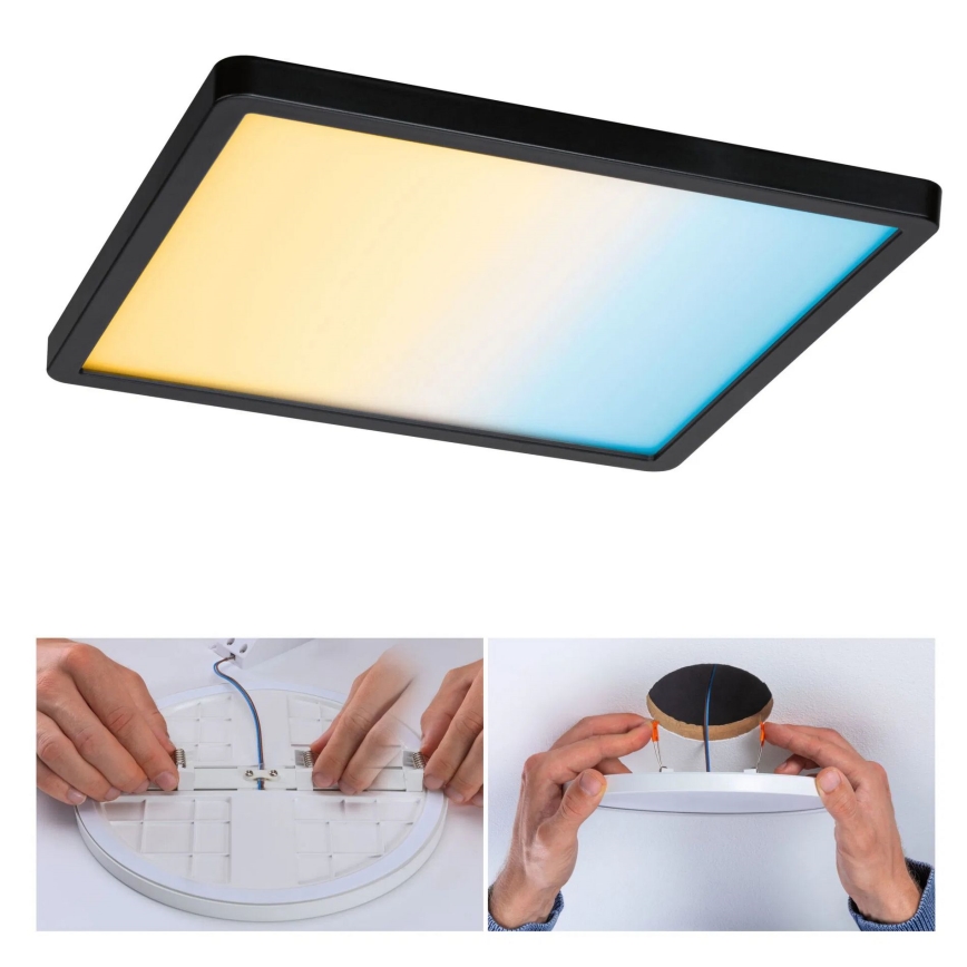 Paulmann 79967 - Luminária encastrada para casa de banho AREO LED 16W IP44 regulável 230V 23x23 cm, preto