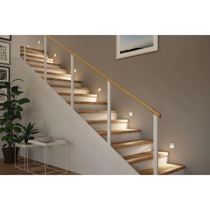 Paulmann 80002 - Luminária de escada LED/1W com sensor TSARO 230V Chumbo/branco