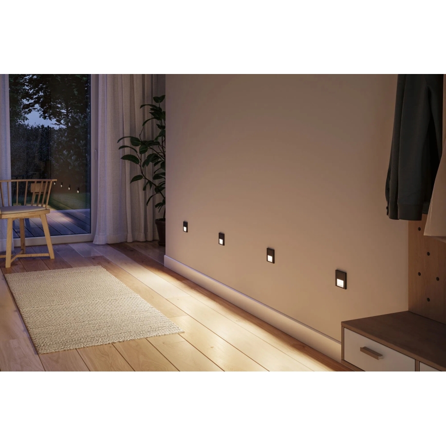 Paulmann 80004 - LED/1W Luminária de escada com sensor TSARO 230V Lead/preto