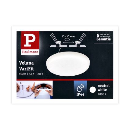 Paulmann 92390 - LED/4,5W IP44 Luz encastrada de casa de banho VARIFIT 230V