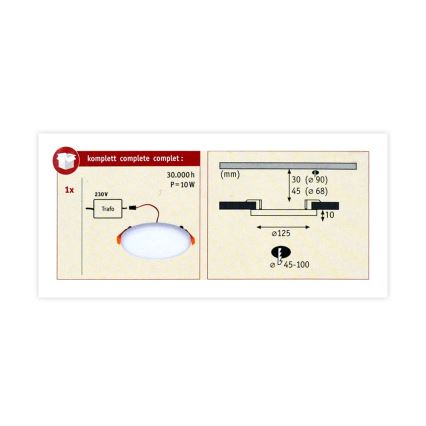 Paulmann 92391 - LED/8,5W IP44 Luz encastrada de casa de banho VARIFIT 230V