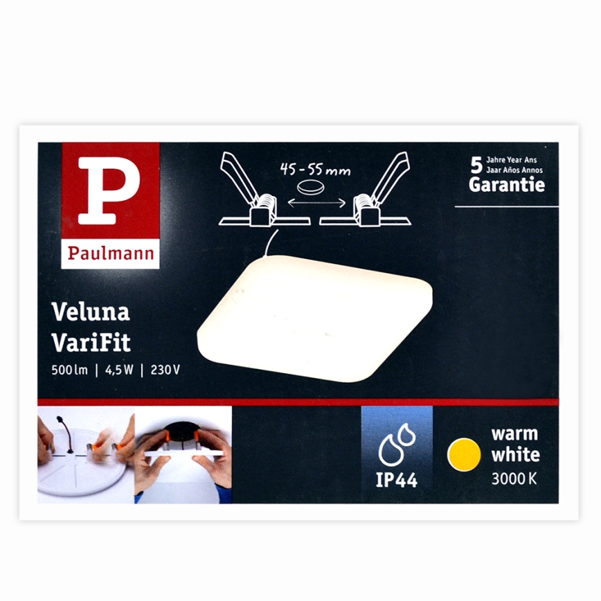 Paulmann 92393 - LED/4,5W IP44 Luz encastrada de casa de banho VARIFIT 230V