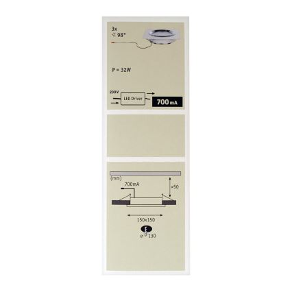 Paulmann 92695 - CONJUNTO 3xLED/8W Luminária embutida regulável DICE 230V