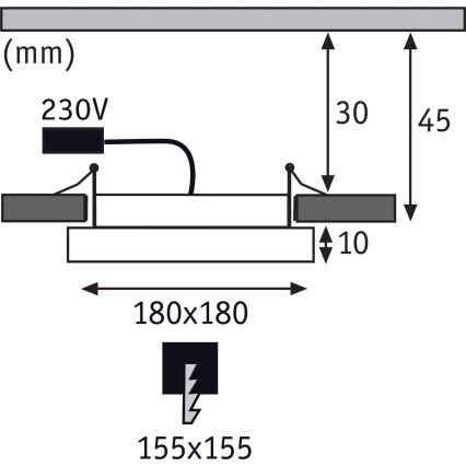 Paulmann 92939 - LED/11W IP44 Luminária de embutir para banheiro dimerizável AREO 230V 18x18 cm cromado fosco