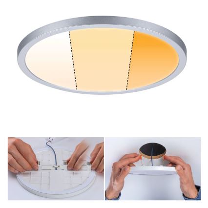 Paulmann 92992 - Luminária de embutir para casa de banho AREO, LED 16 W, IP44, 230 V, 2000/3000/4000 K, diâmetro 23 cm, cromo mate