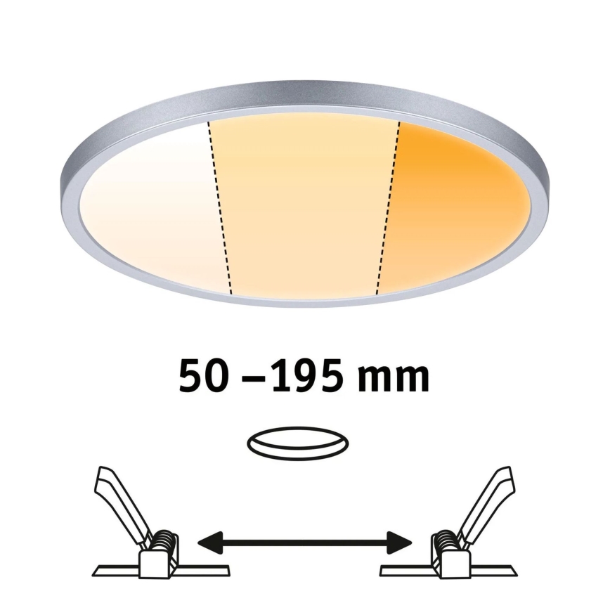 Paulmann 92992 - Luminária de embutir para casa de banho AREO, LED 16 W, IP44, 230 V, 2000/3000/4000 K, diâmetro 23 cm, cromo mate