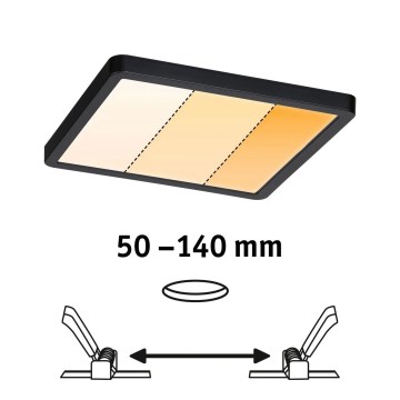 Paulmann 93101 - Candeeiro LED embutido AREO 13W IP44 para casa de banho, 230V, 2000/3000/4000K, 17,5x17,5 cm, preto