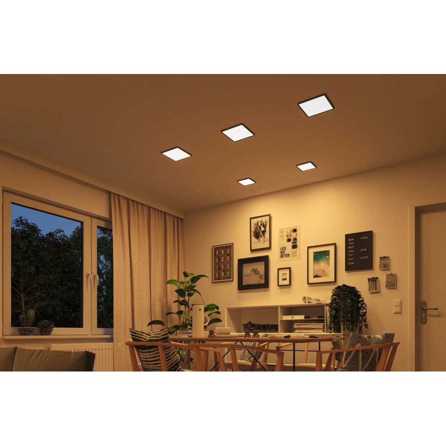 Paulmann 93101 - Candeeiro LED embutido AREO 13W IP44 para casa de banho, 230V, 2000/3000/4000K, 17,5x17,5 cm, preto