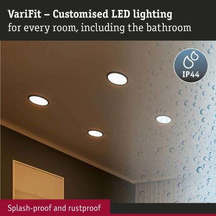 Paulmann 93102 - Luminária encastrada dimerizável para casa de banho AREO, LED 16 W, IP44, 230 V, 2000/3000/4000 K, Ø 23 cm, preto