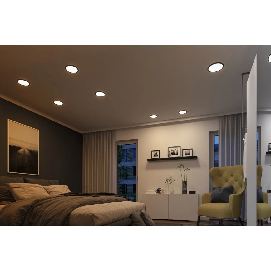 Paulmann 93102 - Luminária encastrável LED 16 W IP44 AREO para casa de banho, 230 V, 2000/3000/4000 K, Ø 23 cm, preto