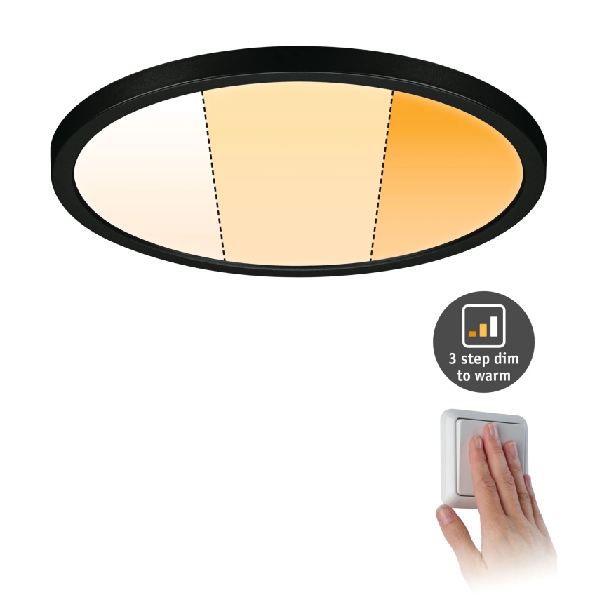 Paulmann 93102 - Luminária encastrável LED 16 W IP44 AREO para casa de banho, 230 V, 2000/3000/4000 K, Ø 23 cm, preto