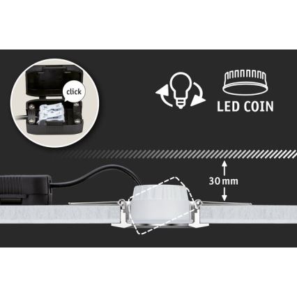 Paulmann 93483 - CONJUNTO 3xLED/6,5W IP23 Foco de encastrar de casa de banho com regulação NOVA 230V